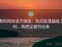 黑料网快读不快信：先问段落越级了吗，再把证据列出来