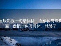 星辰影视一句话体检：看单位有没有漏，做把对象写具体，就够了