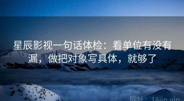 星辰影视一句话体检：看单位有没有漏，做把对象写具体，就够了