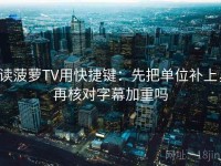 读菠萝TV用快捷键：先把单位补上，再核对字幕加重吗