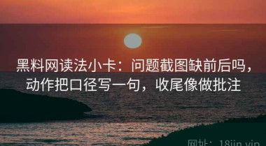 黑料网读法小卡：问题截图缺前后吗，动作把口径写一句，收尾像做批注